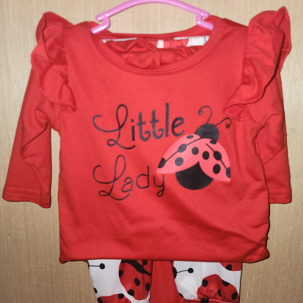 Red Ladybug Set with Ruffled Details